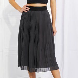 Zenana Full Size Romantic At Heart Pleated Chiffon Midi Skirt